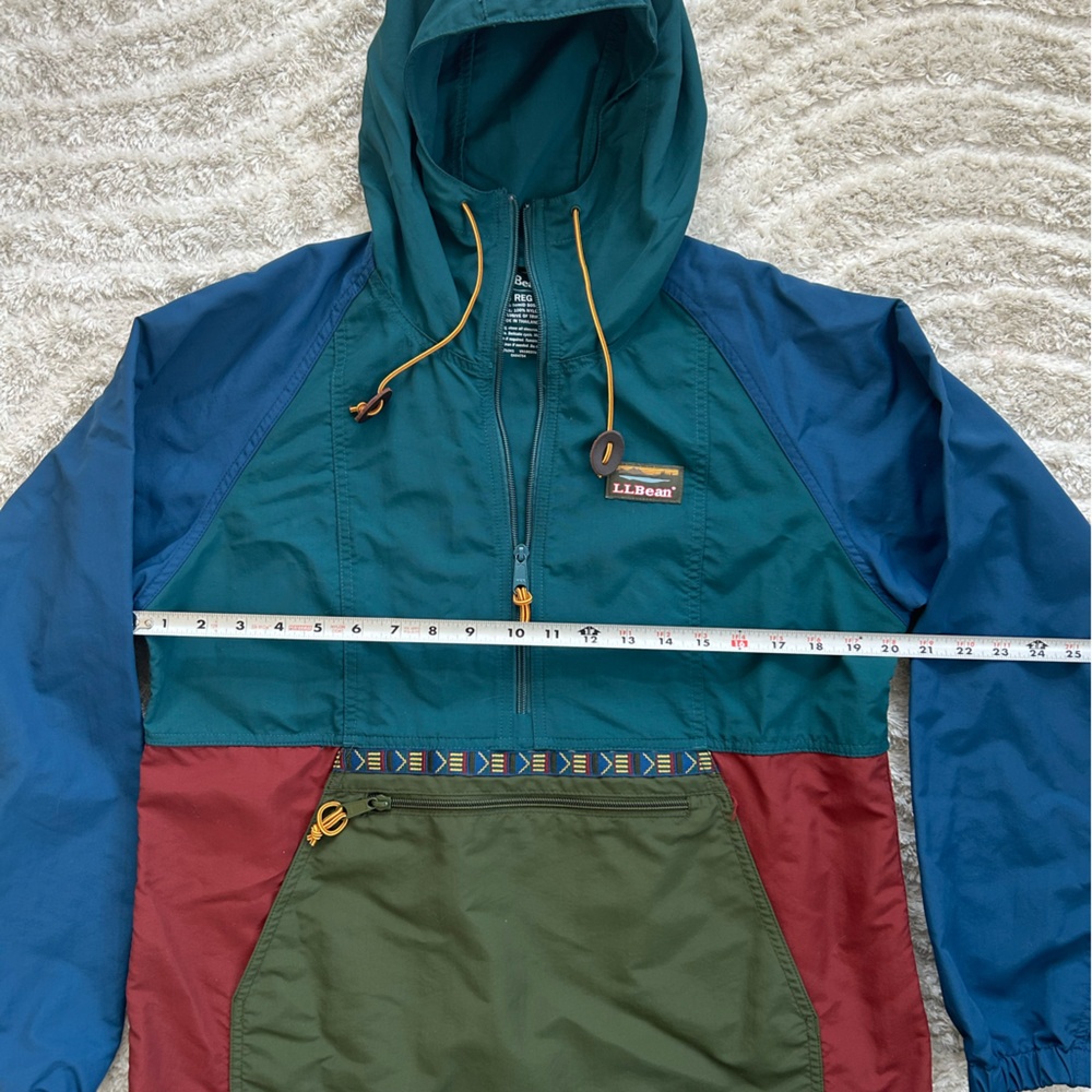 L.L. Bean Teal, Blue, Olive & Burgundy Colorblock Pullover Anorak - Picture 5 of 7